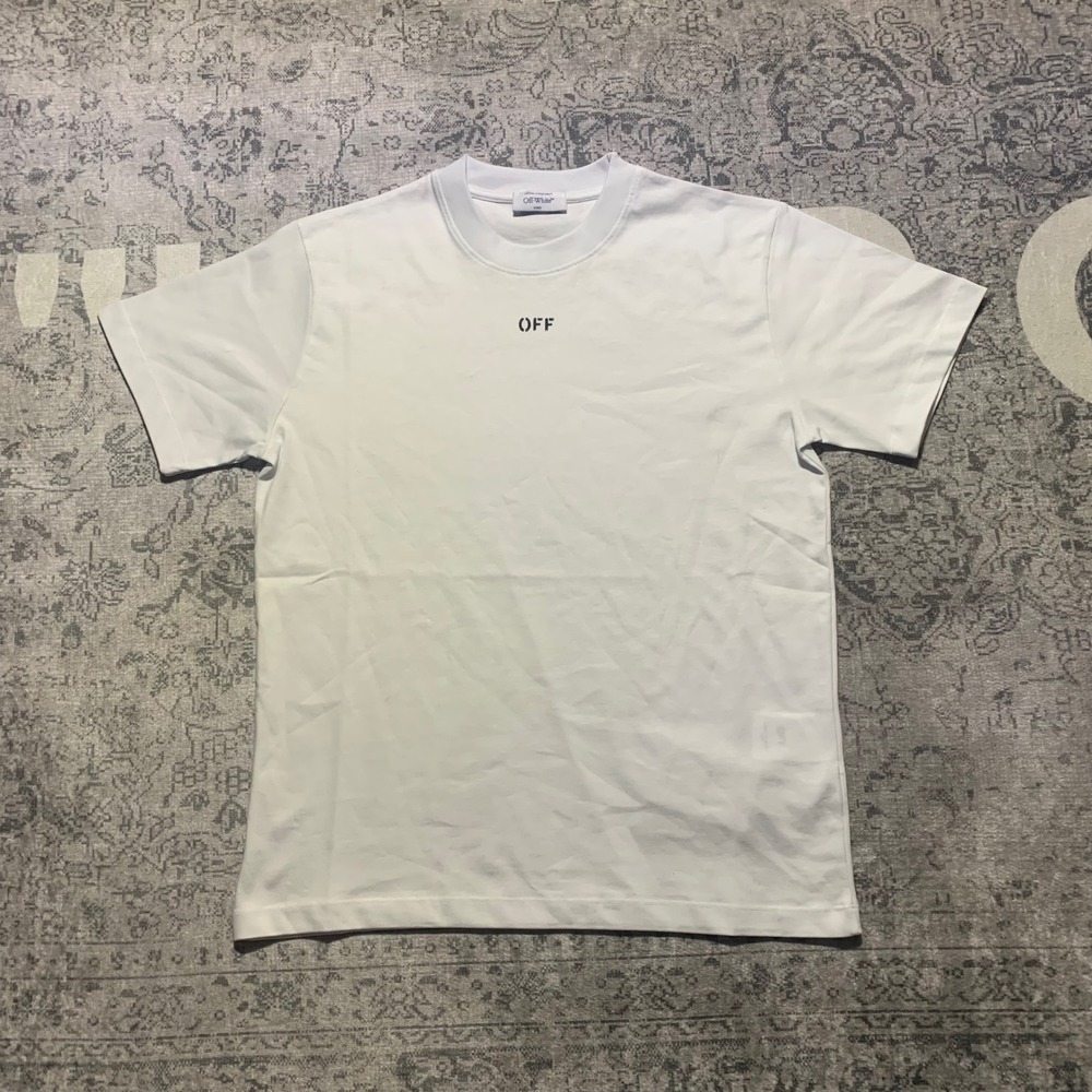 Off-White T-Shirt Mens Small White New Brushstroke Arrows OMAA027F25JER008
